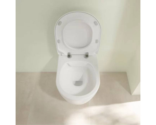 VilleroyBoch Avento Унитаз 37х53х31см.,подвесной, безободковый, в комплекте сиденье SlimSeat с микролифтом, цвет: альпийский белый. 5656RS01