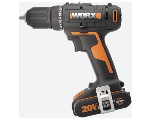 Дрель-шуруповерт аккумуляторная WORX WX108, 45Нм, 20В, 2Ач x2, ЗУ 2А, кейс