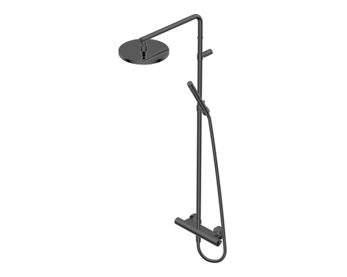 Ritmonio Shower column sets Душевая стойка, с термостатическим смесителем верхним душем из латуни D-20см., ручным душем, цвет: Brushed Black Chrome. 7ADN207BLX