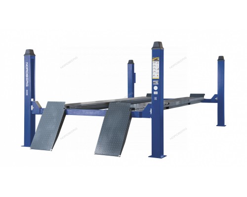 Подъемник четырехстоечный 5 т, без траверсы, для сход-развала, механическое снятие, синий NORDBERG 4