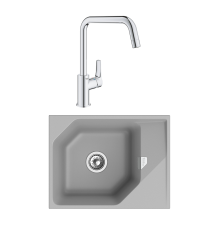 Комплект Мойка Rivelato Locus LS-65 grigio metallizzato + Смеситель Grohe Eurosmart