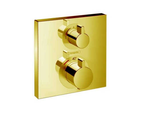 Hansgrohe Ecostat Square Термостат для душа, 2 источника, внешняя часть, цвет: золото. 15714990 Hansgrohe Ecostat Square Термостат для душа, 2 источника, внешняя часть, цвет: золото. 15714990