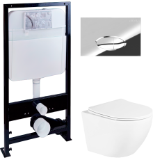 Комплект Унитаз подвесной BelBagno Uno BB3105CHR/SC + Инсталляция EWRIKA ProLT 0026-2020 + Кнопка 0051 хром