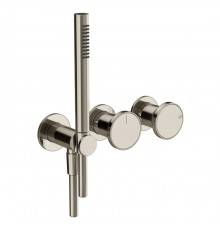 Gessi Origini Смеситель для ванны встраиваемый на 2 выхода, с ручной лейкой, цвет: Nickel PVD (внешняя часть). 66036#720