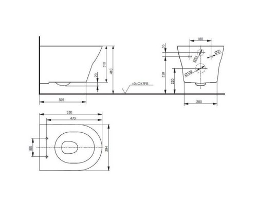 TOTO MH Унитаз подвесной 39.4x53x33.9см, безободковый, Tornado Flush, CeFiONtect, цвет: белый. CW162Y#XW