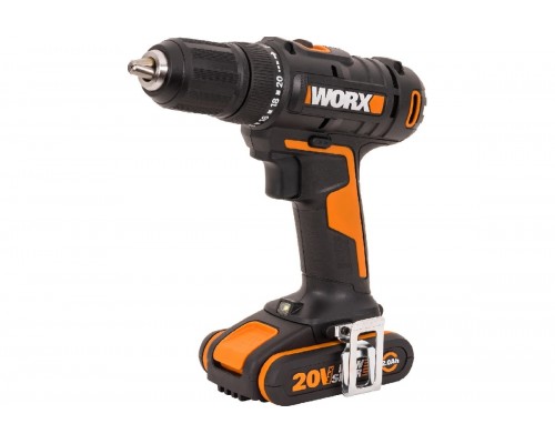 Дрель-шуруповерт аккумуляторная WORX WX108, 45Нм, 20В, 2Ач x2, ЗУ 2А, кейс