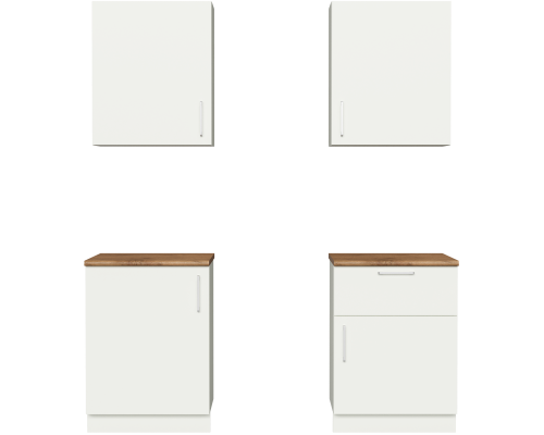 Кухонный гарнитур Domaci Болонья 180 см, фасад белый, ручка хром, столешница дуб вотан KUH-708303