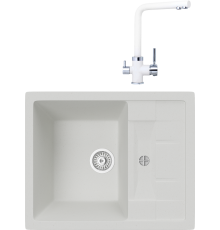 Комплект Мойка кухонная TopZero Scarlett 615.500-07 Ice + Смеситель Alphons ice 07
