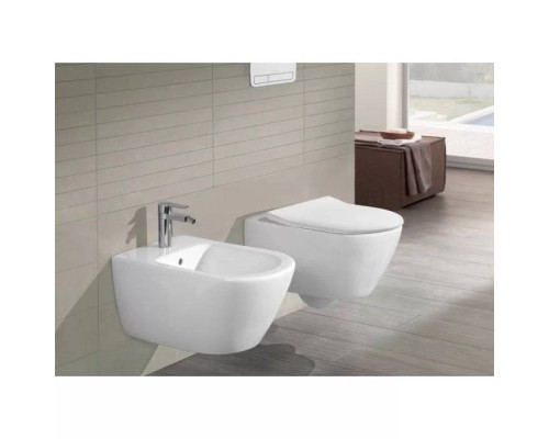 VilleroyBoch Subway 2.0, Унитаз подвесной 370*560*365, безободковый, в комплекте сиденье SlimSeat, микролифт, цвет альпийский белый. 5614R201