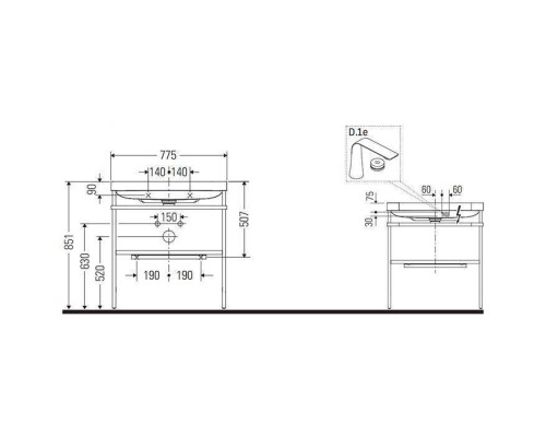 Duravit Happy D.2 Plus Консоль напольная с умывальником 77.5х49х46.8см, с 1 отв под смесит, 1 полка, 1 полотенцедержатель, выпуск, цвет: белый глянцевый/хром. HP4837O2222 Duravit Happy D.2 Plus Консоль напольная с умывальником 77.5х49х46.8см, с 1 отв под смесит, 1 полка, 1 полотенцедержатель, выпуск, цвет: белый глянцевый/хром. HP4837O2222