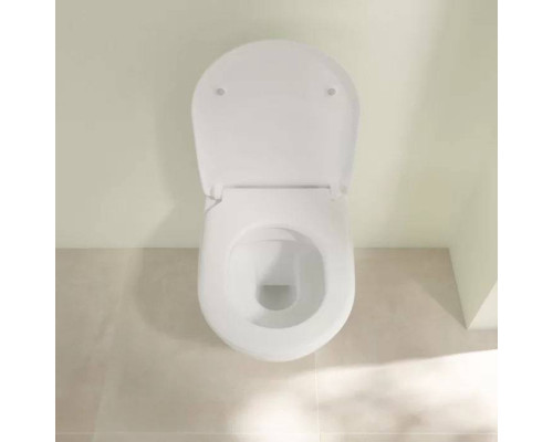 VilleroyBoch Subway 2.0, Унитаз подвесной 370*560*365, безободковый, в комплекте сиденье SlimSeat, микролифт, цвет альпийский белый. 5614R201