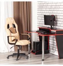 Игровое кресло TetChair Driver экокожа бежевая 36-34, ткань бронза TW-21