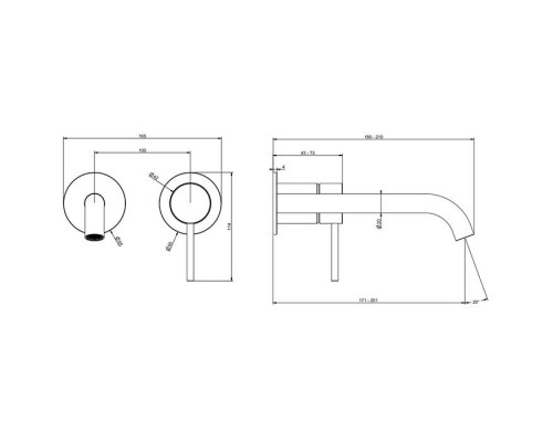 Gessi 316 Смеситель для раковины, встраиваемый, цвет: Brushed Brass PVD. 54086#727