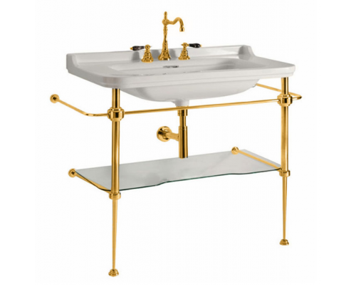 Kerasan Waldorf Консоль с раковиной 100х55см, на 1 отв, напольная, цвет: консоли: oro (золото). 4142K1bi/cr*1,  9196K2oro,  811391oro