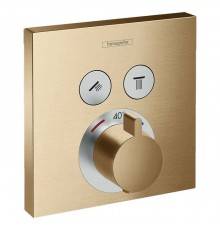 Hansgrohe ShowerSelect Смеситель для душа, термостатический, на 2 источника, внешняя часть, цвет: шлифованная бронза. 15763140