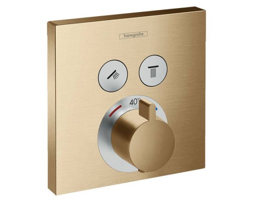 Hansgrohe ShowerSelect Смеситель для душа, термостатический, на 2 источника, внешняя часть, цвет: шлифованная бронза. 15763140 Hansgrohe ShowerSelect Смеситель для душа, термостатический, на 2 источника, внешняя часть, цвет: шлифованная бронза. 15763140