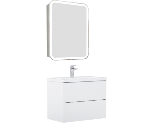Мебель для ванной комнаты AM.PM Gem 75 подвесная, с 2 ящиками, белый глянец, зеркало STWORKI Алта