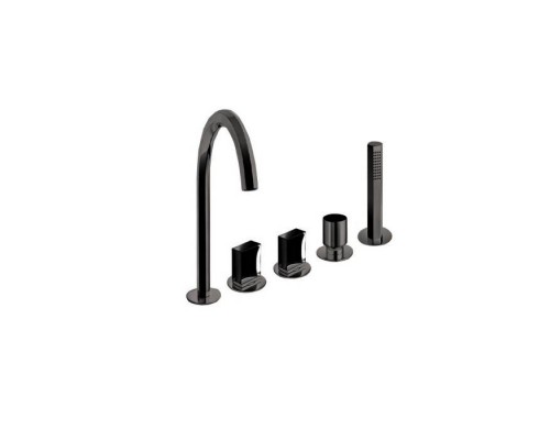 Fantini Venezia Смеситель для ванны, набортный, 5 отв., излив: 175 мм, цвет: Matt Gun Metal PVD. 29 P5 N448,  29 P5 N465S