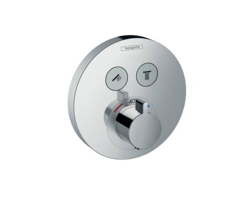 Hansgrohe ShowerSelect S Термостатический смеситель на 2 потребителя, внешняя часть, цвет: хром. 15743000 Hansgrohe ShowerSelect S Термостатический смеситель на 2 потребителя, внешняя часть, цвет: хром. 15743000