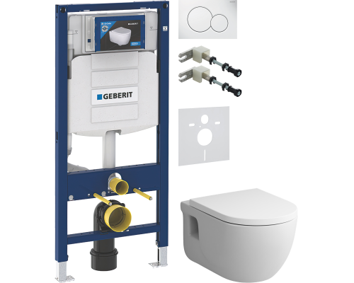 Комплект Унитаз подвесной AM.PM Like C801701SC FlashClean с микролифтом + Крепления Geberit Duofix 111.815.00.1 к стене + Шумоизоляция 156.050.00.1 + Инсталляция UP 320 111.300.00.5 + Кнопка Sigma 01 115.770.11.5 белая