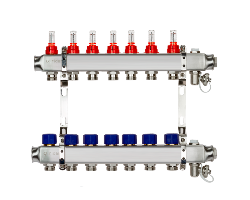 Комплект коллекторов Ридан SSM-7RF set с расходомерами и кронштейнами, 7 контуров 088U0957R