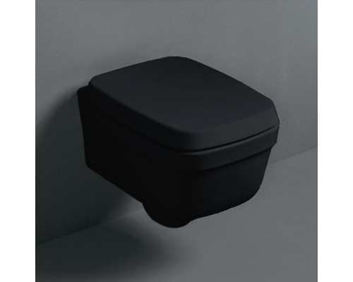 SIMAS Evolution Унитаз подвесной 52х37см с сиденьем микролифт, цвет: черный. F85,  EVO18nero