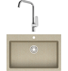 Комплект Мойка кухонная Domaci Болонья М-39-004 песочная + Смеситель STWORKI