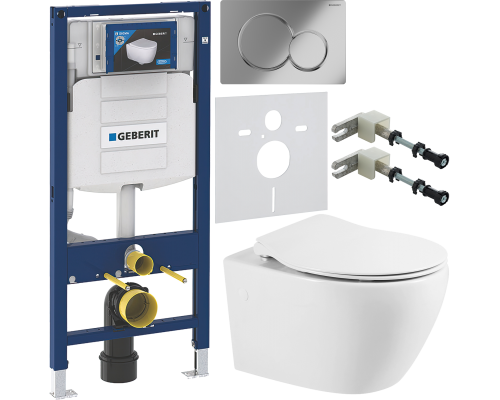 Комплект Унитаз подвесной BelBagno Prospero BB507B + Крышка BB2020SC с микролифтом, петли хром + Инсталляция Geberit Duofix UP 320 111.300.00.5 + Кнопка Sigma 01 115.770.21.5 хром + Крепления 111.815.00.1 к стене + Шумоизоляция 156.050.00.1