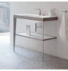 Duravit XViu Консоль напольная, 80x48x85см с полкой, с раковиной без перелива, 2 отв., цвет: champagne matt/white high gloss lacquer. XV4715EB185