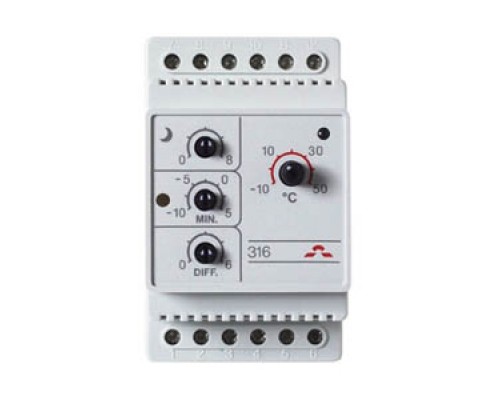 Терморегулятор DEVIreg™ D-316 (-10°C-+50°C) на шину DIN, с датчиком на проводе, 16А 140F1075