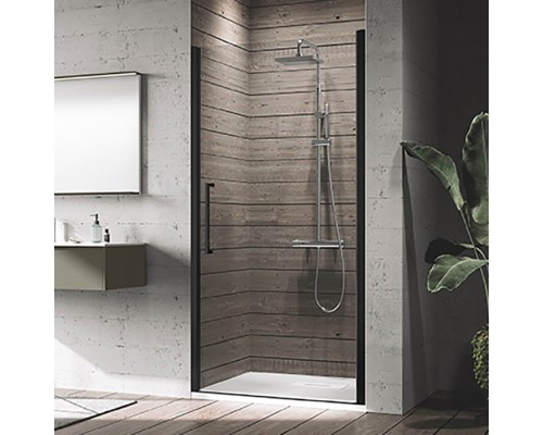 Novellini Young Душевая дверь правая/левая 87-91х200см., для ниши, распашная, стекло, цвет: черный. Y21B87-1H
