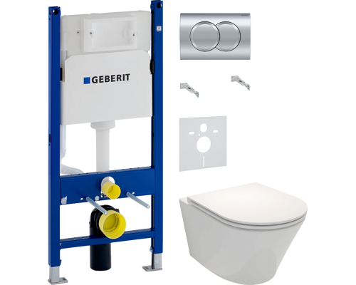 Комплект Унитаз подвесной Jacob Delafon Rodin+ EDY102-00 + Крышка E23280-00 с микролифтом + Инсталляция Geberit Duofix Delta 458.149.21.1 с кнопкой смыва, хром + Шумоизоляция 156.050.00.1