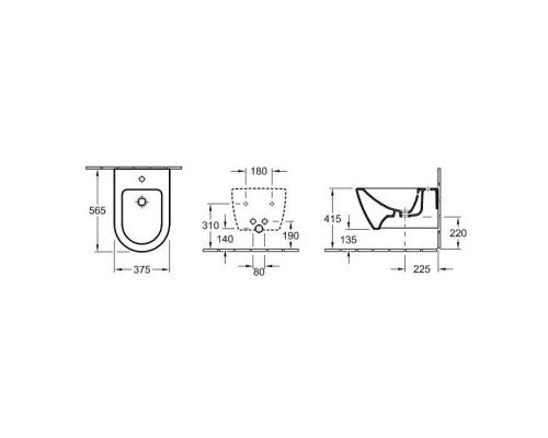 VilleroyBoch Subway 2.0 Биде подвесное 37.5х56.5х28см., 1 отв., цвет: альпийский белый. 54000001