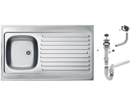 Alv 1108745 Classic 70 Мойка накладная обор. 0,6 мм, NAT-1½ 1000х600х155 мм+сифон 1011717, шкаф 1000 1108745