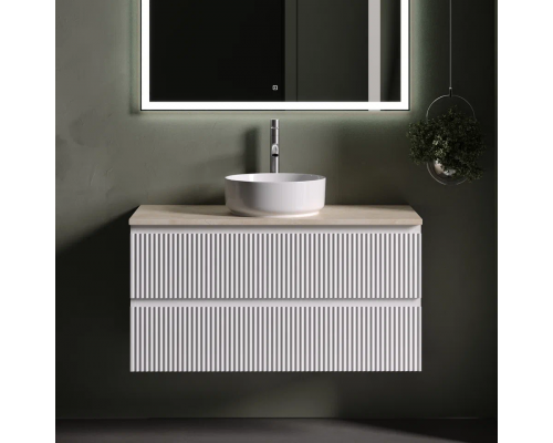 Тумба под раковину Sancos Snob R 100 со столешницей, bianco, бежевая, с отв. под смеситель Тумба под раковину Sancos Snob R 100 со столешницей, bianco, бежевая, с отв. под смеситель