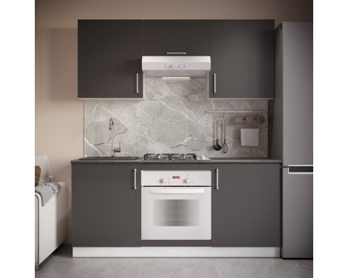 Кухонный гарнитур Domaci Болонья 180 см, фасад графит, ручка хром, столешница луна KUH-767410