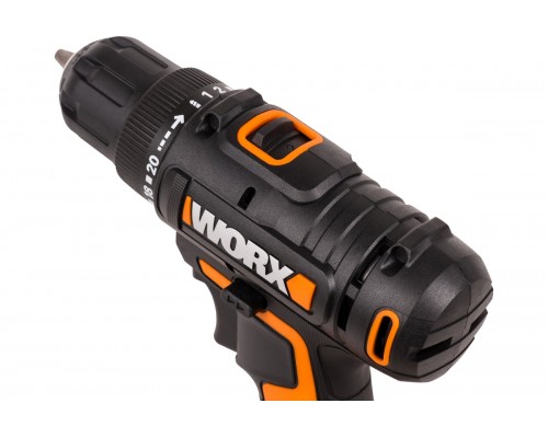 Дрель-шуруповерт аккумуляторная WORX WX100.2, 20В, 2Ач х2, ЗУ 0,4А, сумка