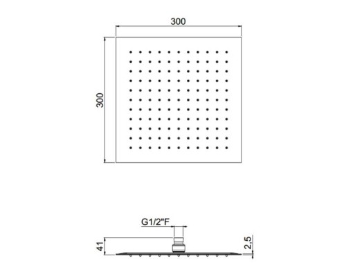Carimali MySlim Верхний душ 30х30см., потолочный, ультратонкий, хромированный, нерж. сталь, цвет: хром. SLM0006CRX