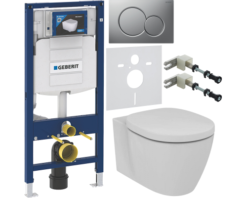 Комплект Унитаз подвесной Ideal Standard Connect AquaBlade E047901 + Крышка + Инсталляция Geberit Duofix UP 320 111.300.00.5 + Кнопка Sigma 01 115.770.JQ.5 лакированная, матовый хром + Крепления 111.815.00.1 к стене + Шумоизоляция Комплект Унитаз подвесной Ideal Standard Connect AquaBlade E047901 + Крышка + Инсталляция Geberit Duofix UP 320 111.300.00.5 + Кнопка Sigma 01 115.770.JQ.5 лакированная, матовый хром + Крепления 111.815.00.1 к стене + Шумоизоляция