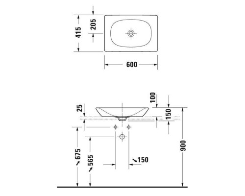 Duravit Viu Раковина 60х41.5х10 см, без отв., накладная, без перелива, выпуск с керамической крышкой, с покрытием WG, цвет: белый. 23586000001 Duravit Viu Раковина 60х41.5х10 см, без отв., накладная, без перелива, выпуск с керамической крышкой, с покрытием WG, цвет: белый. 23586000001