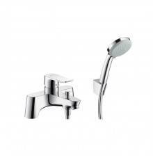 Hansgrohe Metris Смеситель на край ванны, на 2 отверстия, с переключающим вентилем и ручным душем Croma 100 Vario, цвет: хром. 31422000