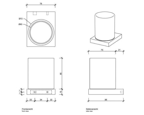 Decor Walther Contract Стакан для зубных щеток, подвесной, цвет: черный матовый. 0651860 Decor Walther Contract Стакан для зубных щеток, подвесной, цвет: черный матовый. 0651860