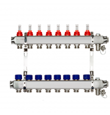 Комплект коллекторов Ридан SSM-8RF set с расходомерами и кронштейнами, 8 контуров 088U0958R