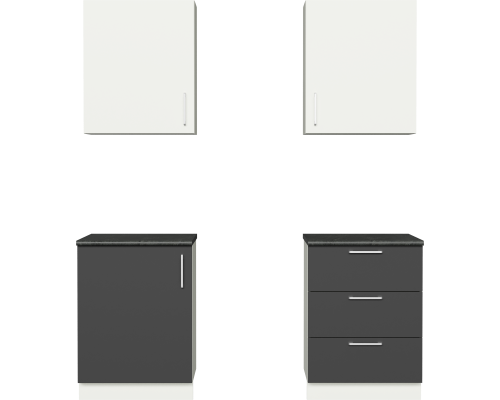 Кухонный гарнитур Domaci Болонья 180 см, фасад графит, белый, ручка хром, столешница луна KUH-709668