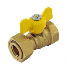 Кран шаровой прямой для газа Tiemme 3/4 НГх1/2 ВР жёлтая бабочка. 2220040