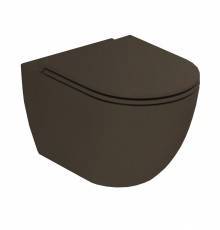 Azzurra Comoda Унитаз подвесной безободковый 51,5x36 см, c креплением, Easy Clean, 3L Water Saving, цвет: Cacao. CMVCSPE00000CC,  COM 1800 CC/F