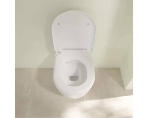 VilleroyBoch Avento Унитаз 37х53х31см.,подвесной, безободковый, в комплекте сиденье SlimSeat с микролифтом, цвет: альпийский белый. 5656RS01