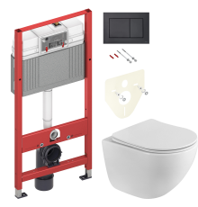 Комплект Унитаз подвесной BelBagno Libero BB11051CH-TOR/SC безободковый + Инсталляция TECE Now 9400414 4 в 1 с кнопкой смыва