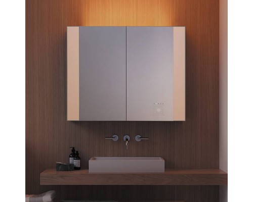 Burgbad RL40 Зеркальный шкаф 140х15х80см., 2 зеркальные двери с обоих сторон, подсветка, 4 стеклянные полки, Smart-Home-System, 2 розетки. SPQY140