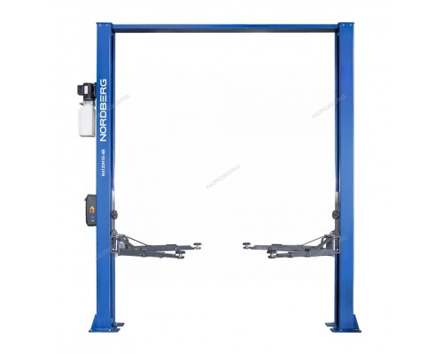 Подъемник двухстоечный 4 т, верхняя синхронизация, с электростопорами, H=4 м, 380 В, синий NORDBERG